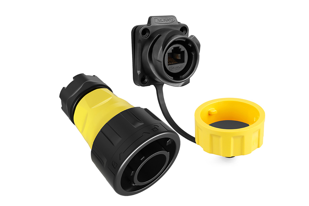 YM-24-RJ45塑膠圓形四孔防水信號航空插頭連接器